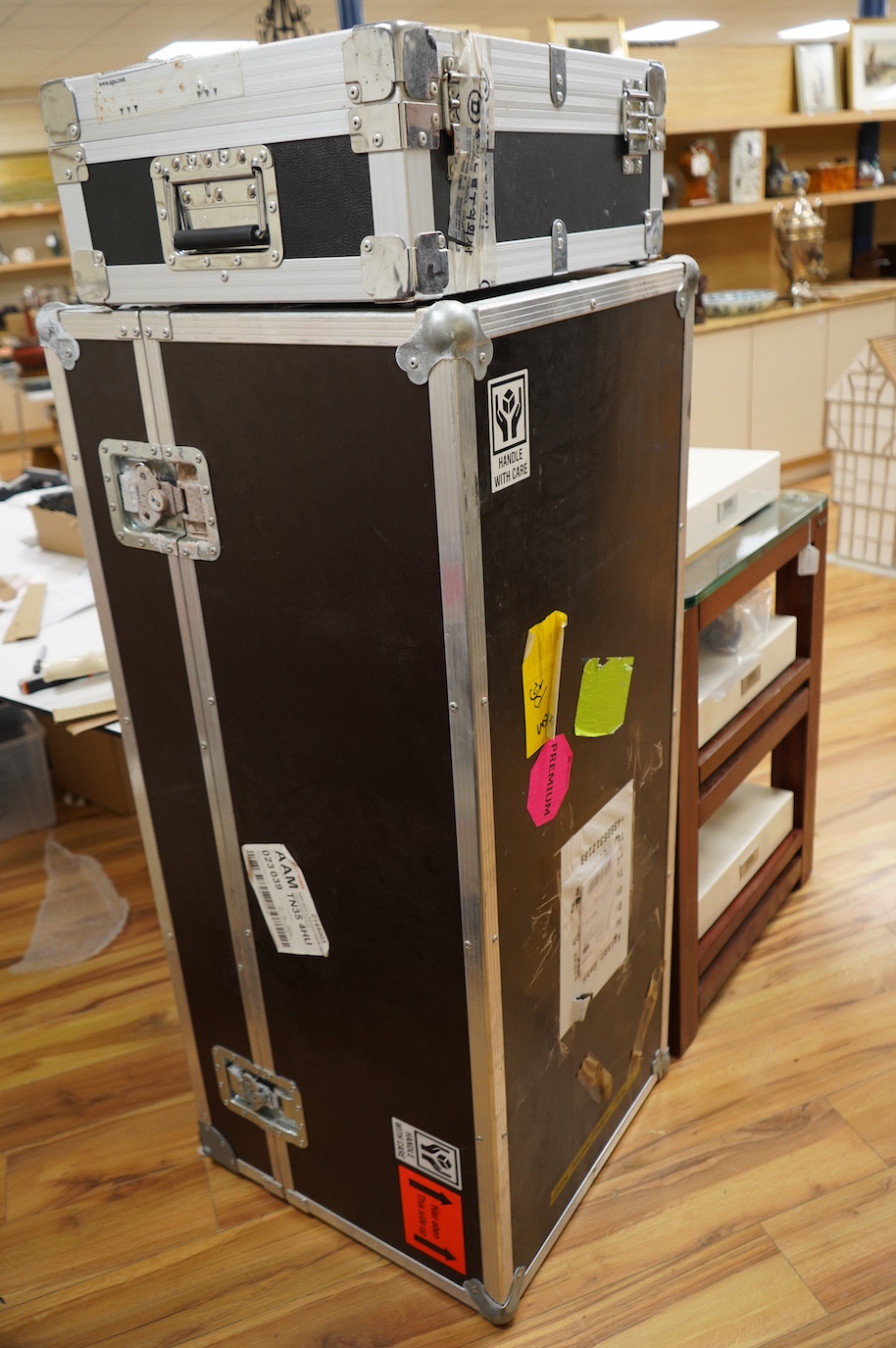 A pair of Kaiser Acoustics Kawero Chiara loudspeakers, made in Germany, high density plywood cabinets and integrated stands, with the fronts in the rosewood finish, 116cm high, the base; 30cm x 47cm, together with two fl